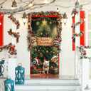 Christmas Door Cover, 72.89x35.43in Merry Christmas Front Door Cover Holidays Door Decorations Xmas Garage Door Covers for Door Porch Decor (Pet Peeping Style)