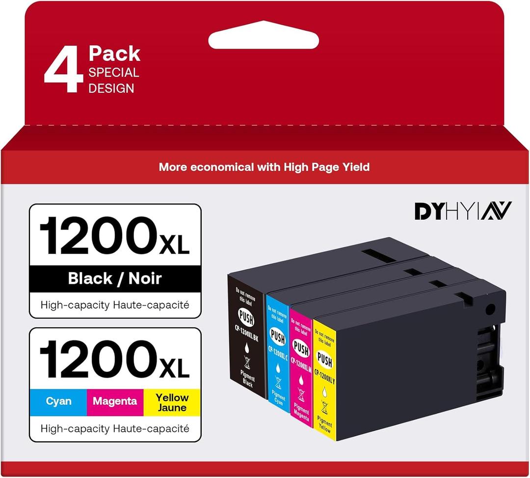 1200XL Compatible Ink cartridges Replacement for Canon Maxify 1200 ink Use With PGI-1200 MB2720 MB2320 MB2020 MB2120 MB2350 Printer (Black, Cyan, Magenta, Yellow, 4 Pack)