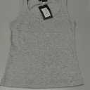 Women's Sleeveless Full Length Ribbed Fitted Racerback Workout Crew High Neck Basic Tank Top - (Grey,L)