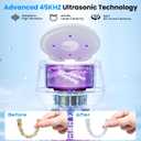 45kHz Ultrasonic Retainer Cleaner, 200ML Dental Cleaning Pod for Dentures, Mouth Guards, Braces, Aligner, Toothbrush Jewelry and More, UV Denture Cleaner with 4 Modes & Digital Timer - White