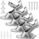 Jetec 4 Pcs Flag Holder Bracket - Heavy Duty House Flag Pole Holder - Aluminum Mount - Stainless Steel Hardware - Strong and Rust Proof - 1" Inner Diameter (Silver)