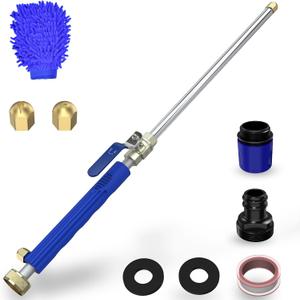 Jet Nozzle High Pressure Hose Nozzle - 18 inch Nozzle Power Washer for Garden Hose, High Pressure Hose with 2 Jet Different Quick Connectors, for Car, Patio, Pet (Blue)