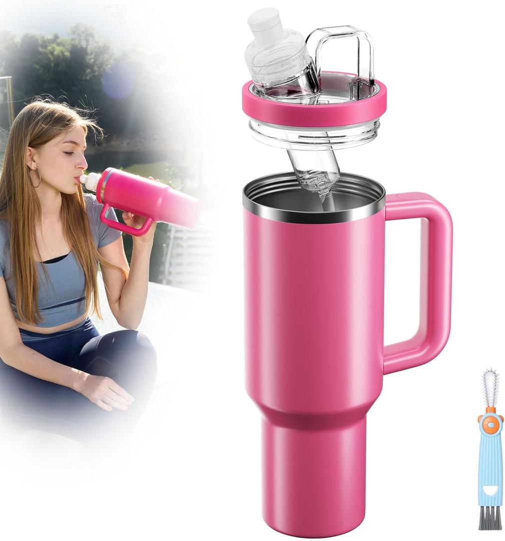 Tumbler Adapter for Stanley to Flavors Cartridges | Leak-Proof Silicone, Food-Grade Material, Compatible with 30oz & 20oz Stanley Quencher H2.0 FlowState Tumblers and Flavor Cartridges, Easy Clean (Passion Pink)