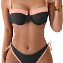 Eomenie Bikini Set for Women Underwire Push Up Two Piece Bathing Suit Color Block Swimsuit Swimwear (Small)