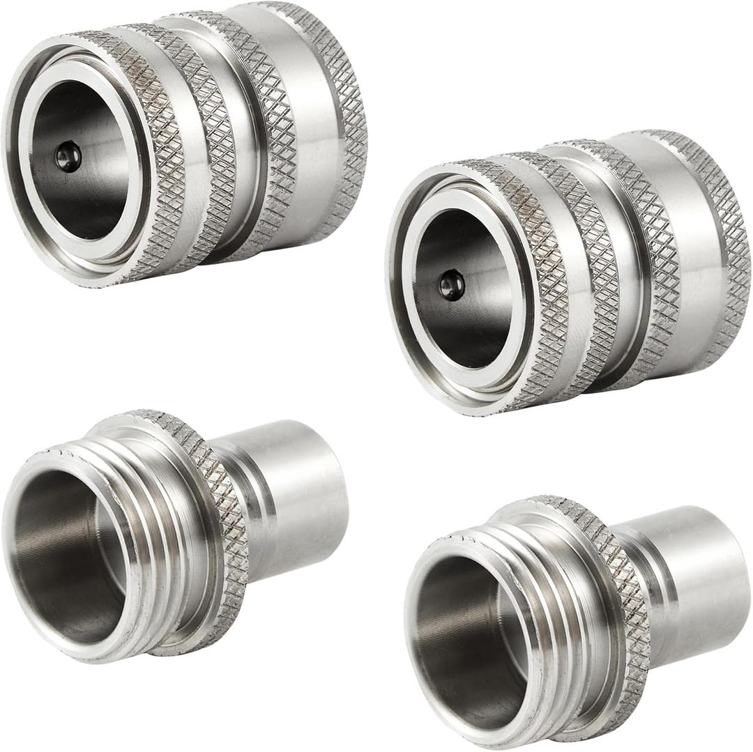 Raincovo Garden Hose Quick Connect, Stainless Steel Water Hose Fitting, Quick Release Hose Connector, 3/4 Inch GHT
