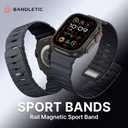 Bandletic Magnetic Watchband Compatible with Apple Watch Bands, Soft Silicone Replacement Strapsc for iWatch 49mm(Ultra 3/2/1),46mm(11/10),45mm(9/8/7),44mm(SE3/SE2/SE/6/5/4),42mm(3/2/1),Charcoal-Black