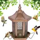 Metal Bird Feeder for Outdoors Hanging, Hexagon Bird Feeders for Garden Yard, 3LB Wild Birdfeeder Squirrel Proof for Outside