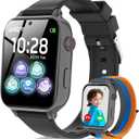 4G Kids Smart Watch GPS Tracker, Smartwatch for Kid with SIM Card, Calling, Voice Chat, Class Mode, SOS, Pedometer, Alarm, Games, HD Touch Screen Phone Watch Gift for 4-12 Girls Boys, Black Grey