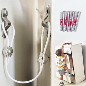 Furniture Anchors for Baby Proofing, Anti Tip Furniture Wall Anchors to Secure Dresser & Bookshelf, Child Safety Tether Kit, Earthquake Resistant, 2 Pack