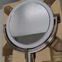 SuperGlow 9" Round Shaped Dual-sided Lighted Makeup Mirror, 1X/5X Magnifying Vanity Mirror, Brightness 1000Lux, 360 Degree Rotating Adjustable Brightness Mirror, Brushed Nickel Finish