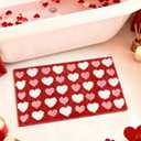 MEHOFOND Valentine's Day Bathroom Rug, Red Pink Love Heart Tufted Bath Mat, Soft Valentines Day Bath Mats Non Slip Absorbent Rectangle Shower Rug Front Door Mat Home Room Decoration, 17x24 Inch, Red
