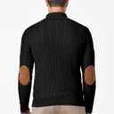 JMIERR Men's Cable Knit Pullover Sweater Casual Long Sleeve Stand Collar Button Knitted Sweaters (Large, 0 Black)