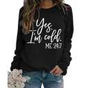 GaoCold Womens I'm Yes Cold Me 24:7 Printed Funny Sweatshirt Long Sleeve Crewneck Letters Casual Loose Pullover Top XL