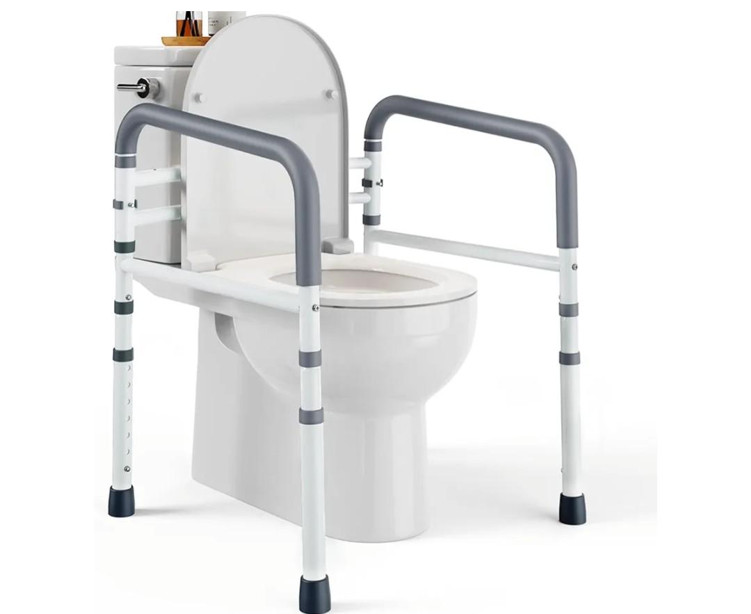 PELEGON Toilet Safety Rails (350 lb) - Adjustable Toilet Safety Frame & Rails, Toilet Safety Rail for Elderly Adults, Toilet Handles for Seniors, Toilet Bars for Elderly, Disabled & Handicap - White
