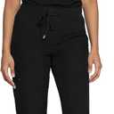 floralhue Scrubs for Women, Women's Medical Scrub Sets, V-Neck Scrubs Top & Cargo Pants with 12 Pockets, Black, L