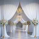 50ft×15ft White Backdrop Curtain for Wedding Parties, 10 Panels Wrinkle Free 15 FT Long Polyester Photo Backdrop Drapes Back Drop Cloth for Birthday Photography Background, W5' X H15'