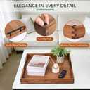 Joy&Grace Acacia Wood Ottoman Tray with Handles 20" x 20" | Large Acacia Wooden Serving Tray for Coffee Table Living Room, Breakfast in Bed, Food Dinner, Kitchen, Couch (Color Natural)