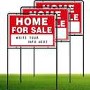 Home For Sale Sign with Stakes, 30 Tall, Double Sided Signs, For Sale By Owner Signs for Real Estate, Yard Sign for Home House Real Estate,(3 Pack)