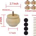 2 Inch Wooden Furniture Legs, Solid Wood Unpainted Replacement Furniture Legs, Ottoman/Loveseat Replacement Legs, Cabinet Legs/Desk/Sofa/Bookcase Round Bun Feet Set of 4 (2 Inch)