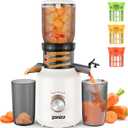 Ganiza Juicer Machines, Cold Press Juicer with Large Feed Chute for Whole Fruits & Vegetables, Slow Masticating juicers with 3 Replace Filters for Batch Juicing, Easy to Clean, BPA Free (White)