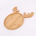 KEPATO Christmas Dishes Wooden Serving Tray,Christmas Elk Ear Anlter Shape Sushi Plate Tray for Restaurant and Home (Beige)