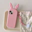 Bunny Case for iPhone 13 Pro Max Case, Cute 3D Pink Kawaii Long Rabbit Ears Silicone Fun Cartoon Rabbit Case Protective Cover for Women Girls