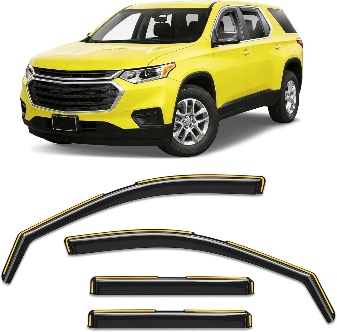 in-Channel Window Rain Guard for Chevy Traverse 2018-2023 Rain Guards Chevrolet Traverse Side Window Visors Low Profile Vent Visor Window Deflectors Vent Shades Car Accessories