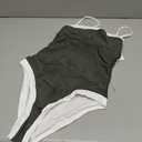 LASLULU Womens Spaghetti Straps 1 Piece Swimsuits Tummy Control Swimming Suits Slimming Modest Square Neck Bathing Suits Beach Outfits Swimwear (Forest Green Small)