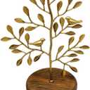 Birds Tree Jewelry Stand Organizer Wood Base | Sturdy & Elegant Art Design Decor | Earring Necklace Ring Bracelet Watch Jewel Accessories Car Key Holder Rack Tower | Bronze