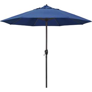 California Umbrella 9' Round Sunbrella Aluminum Outdoor Deck, Pool or Patio Umbrella, Crank Lift, Auto Tilt, Bronze Pole, Regatta