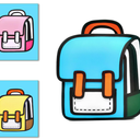 Kids Kawaii Backpack for Boys Girls Cute Toddler 2D Cartoon Comic Paper Jump Bookbag Fun Weird School Schoolbag (Blue, Small) Mini