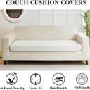 Couch Covers for 2 Cushion Sofa Pet Friendly Couch Cushion Covers Universal Sofa Covers Washable Stretch Slipcovers for Sectional Sofa (Texture Ivory White,Large Double Seat Cover)