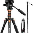 GEEKOTO Video Tripod Fluid Head,Professional Camera Tripod for DSLR,Monopod Aluminum 77" for Video Camcorder Canon Nikon Sony with 1/4" Screws Fluid Drag Pan Head,Load Capacity up to 20 Pounds