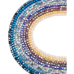 Cheriswelry 4mm Faceted Cube Glass Beads Electroplate Crystal Spacer and Sparkle Beads 10 Colors for Necklace, Earring, Bracelet Jewelry Making Supplies (10 Strands)