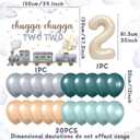 Chugga Chugga Two Two Train Birthday Decorations Include Chugga Chugga Backdrop for 2nd birthday Train Birthday decorations (Green)