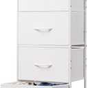 WLIVE Dresser with 4 Drawers, Storage Tower, Organizer Unit, Fabric Dresser for Bedroom, Hallway, Entryway, Closets, Sturdy Steel Frame, Wood Top, Easy Pull Handle, White