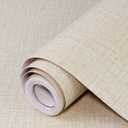 Beige Grasscloth Peel and Stick Wallpaper 17.3"x120" Faux Linen Textured Contact Paper Removable Self Adhesive Vinyl Wallpaper for Bedroom Bathroom Kitchen Cabinets