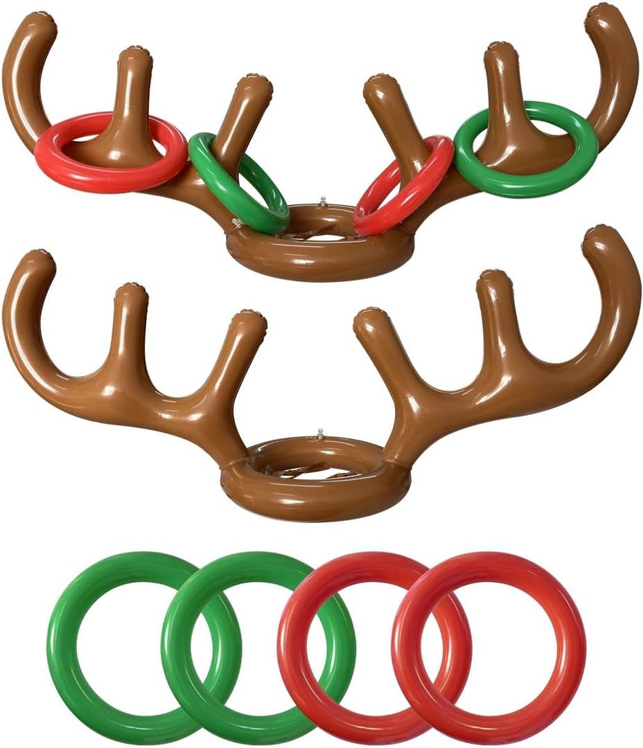 2 Set Inflatable Reindeer Antler Ring Toss Game,Christmas Games Antler Decorations for Christmas Family Party Great Halloween Cosplay Costume Supplies