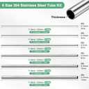 300mm 304 Stainless Steel Tube, 3mm 4mm 5mm 6mm 10mm 12mm OD 0.5mm/1mm Wall Thick Seamless Straight Metal Pipe Tubing for Construction/Machining/Crafting [Set of 6 Sizes]