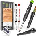 Nicpro Carpenter Pencil with Sharpener, CP3000 Construction Pencils with 6 Refills in a Lead Dispenser, Deep Hole Long Nib Marker Pens for Construction, Heavy Duty Carpenter Tools for Woodworking