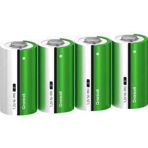4 Pack 10000mAh Rechargeable D Batteries, 1300 Cycles NiMH D Cell Batteries, Pre-Charged with Solar, Low Self-Discharge, Safe for Flashlights, Toys, Clocks, Emergency Devices