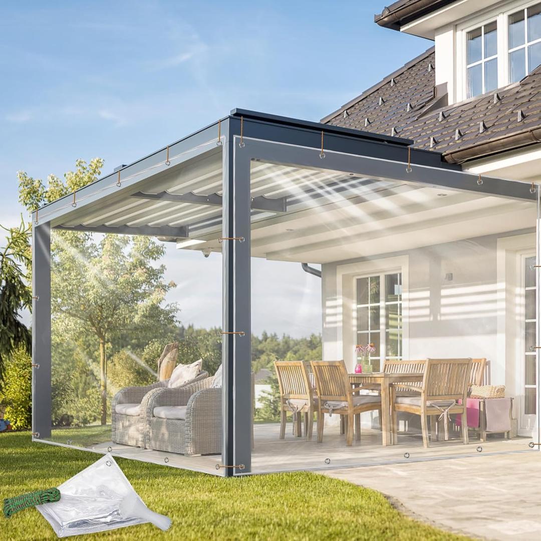 Clear Tarps Heavy Duty Waterproof 5x7 FT, 14Mil Thickened Vinyl Heavy Duty Tarp with Grommets, Reinforced Edges Tear Resistant Waterproof Tarp for Outdoors Porch Chicken Coop Greenhouse Cover