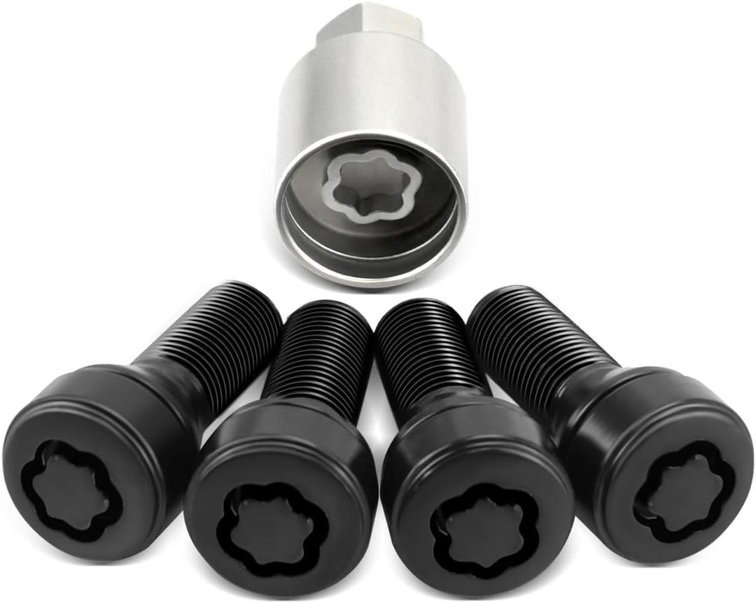 5Pcs Wheel Lock Spare Tire Anti-Theft Bolts Fit for BMW 228i 328d 328i 335i 428i 435i 528i 535d 535i 650i X1 X2 X3 X4 X5 X6 X7 Z4 M2 M3 M4, Only Replace Model M14x1.25 Bolts