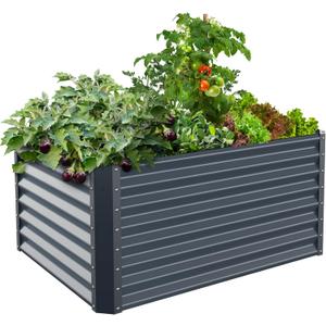 Galvanized Raised Garden Bed Box Planter for Outdoor Plants - Extra Tall 24" Metal Garden Boxes for Vegetables - 48"X36"X24", Midnight Grey