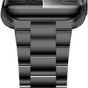 iiteeology Lightweight Stainless Steel Band Designed for Apple Watch Ultra 3 & Ultra 2, Series 1-11, 46mm, 45mm, 44mm, 42mm, Replacement iWatch Bands for Men & Women,Black