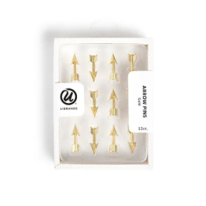 U Brands® Arrow Push Pins, Gold, Set Of 12 Pins, Pack of 2
