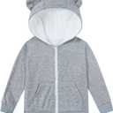Vieille Baby Toddler Fleece Hooded Jacket Boys Girls Cute Bear Ear Zip Up Outerwear 1-5 Years (Gray)