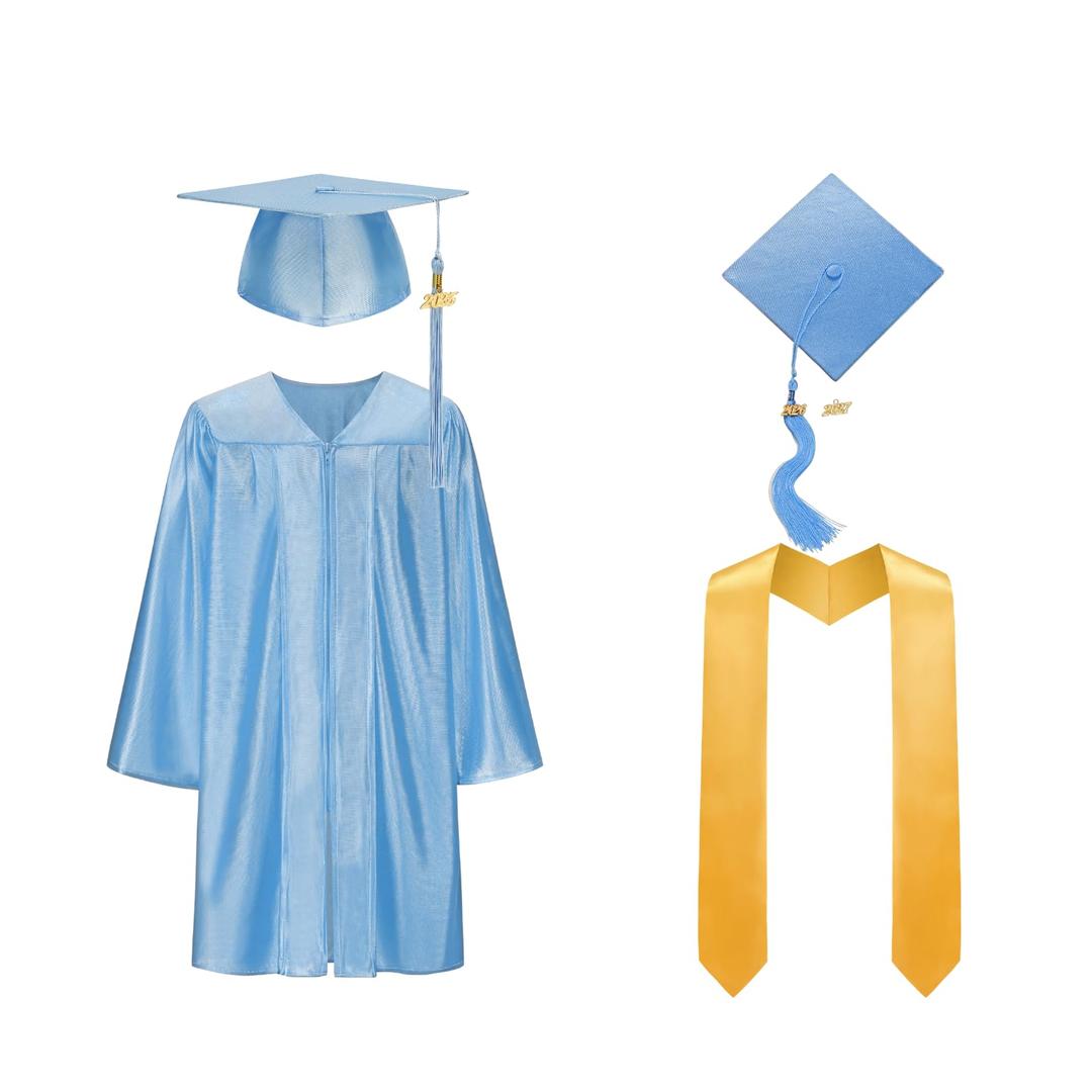 LMYOVE Kindergarten Graduation Cap and Gown Set Preschool Graduation Gown Cap (Sky Blue, 30)