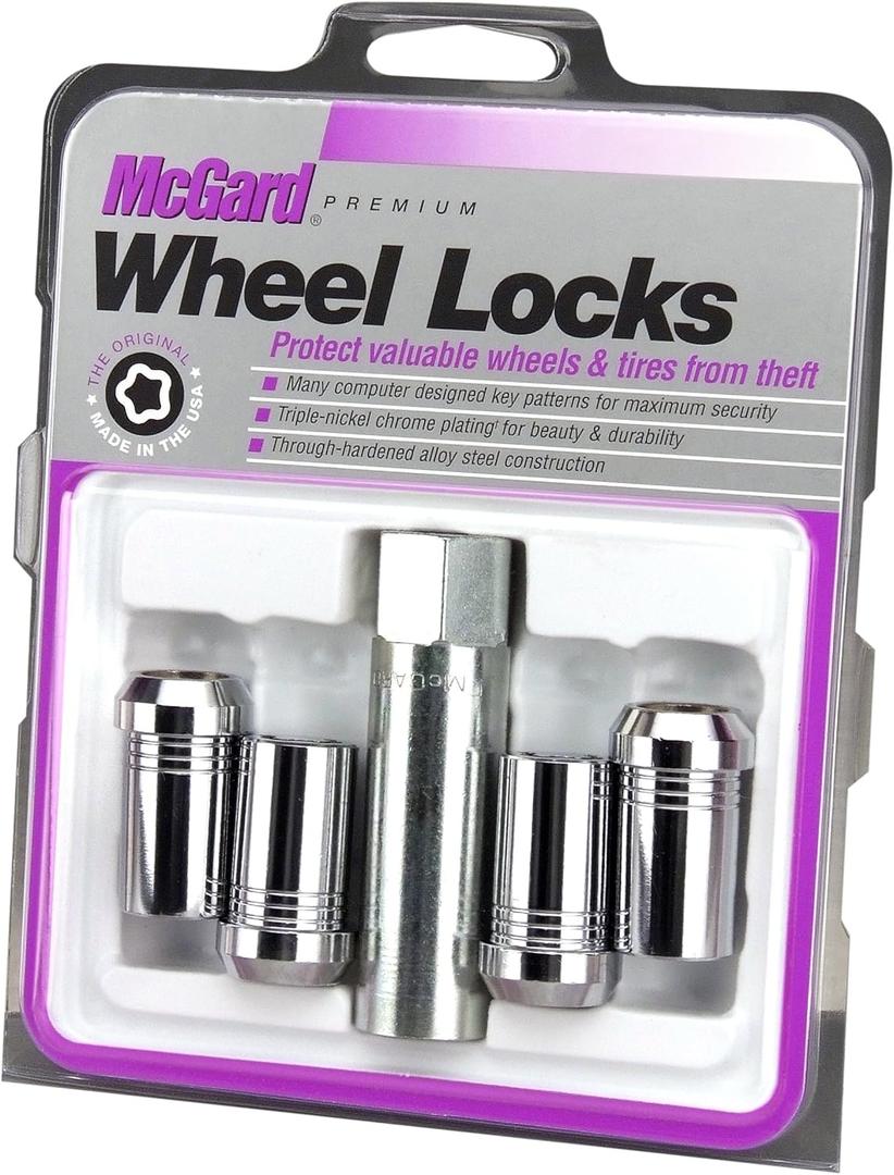 McGard 25240 Chrome (1/2"-20 Thread Size) Tuner Style Cone Seat Wheel Lock Set