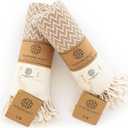 Madamelique Exclusive Hand Towels Set of 2-18 x 40 Inches - Decorative Bathroom Peshtemal Towel for Hand, Face, Hair, Yoga, Tea, Dishcloth, Kitchen and Bath - 100% Pure Cotton (Biscuit)